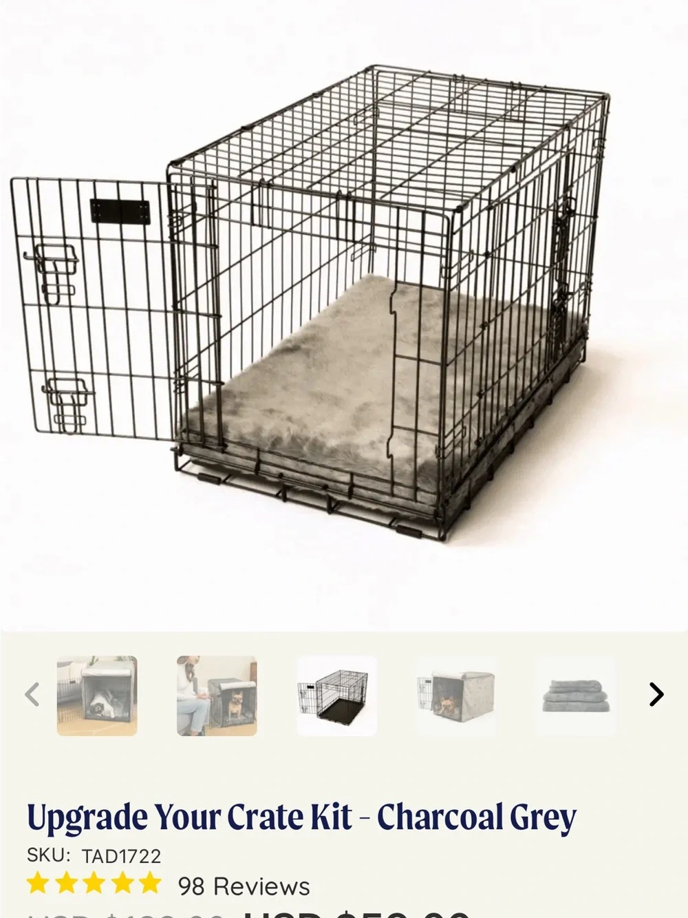Paw.com Dog large crate kit - pad, bumper, blackout cover (crate not included)